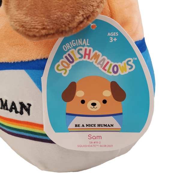 Sam Squishmallow Dog Stuffed Animal Be Nice A Human 8" NEW - Picture 2 of 9